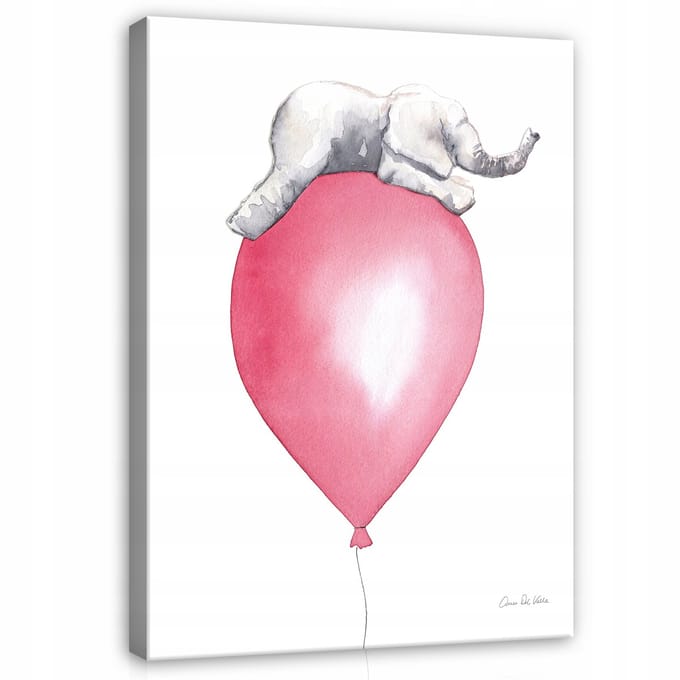 WALLARENA - Canvas schilderij - 60x40 cm - Schattige olifant voor de kinderkamer
