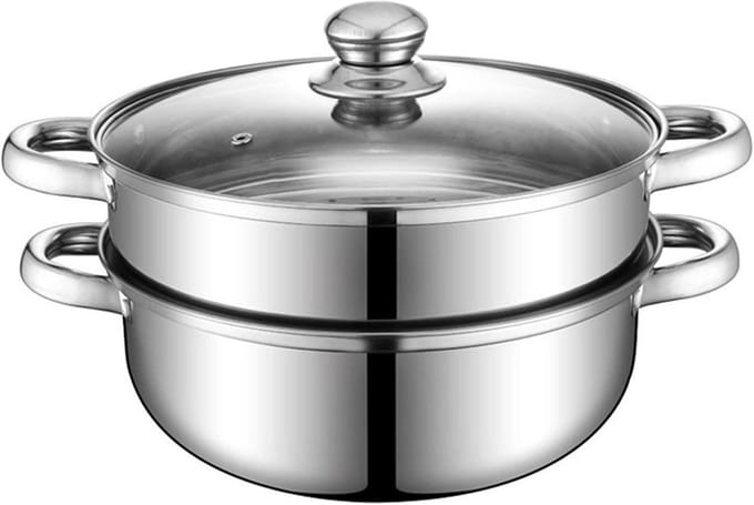 Stoompan - Kookpan - Gezond Koken - Multifunctioneel - 28 cm - Zilverkleurig