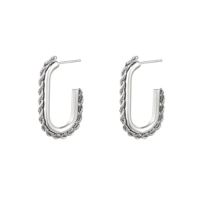 Oorbellen Ovale Hoepel - Yehwang - Oorbellen - One size - Zilver