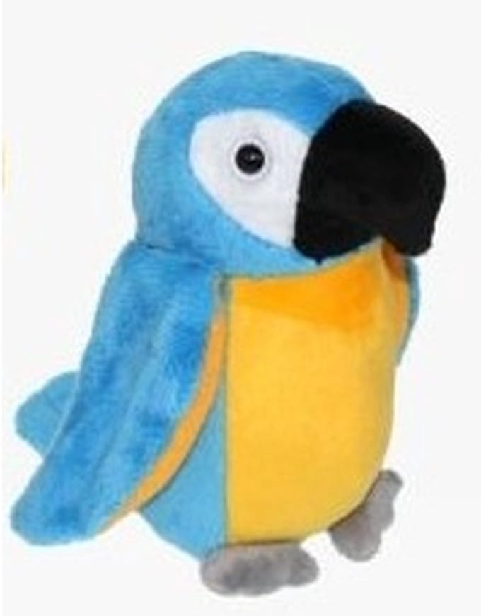 Cornelissen Pluche knuffel papegaai - blauw/gele ara - 24 cm