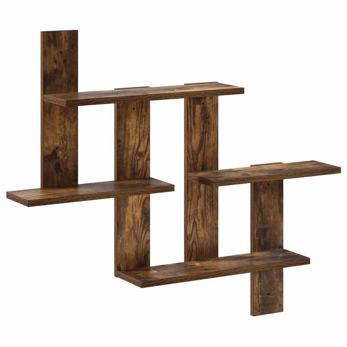 vidaXL - Wandplank - Gerookt - eiken - 85 - x - 13,5 - x - 73,5 - cm - Bewerkt - hout
