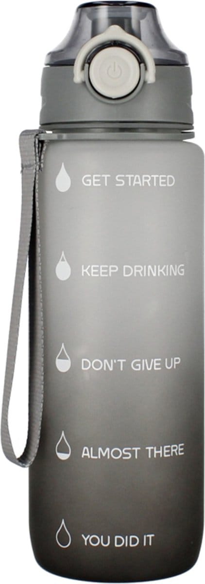 Grijze plastic fles / waterfles met maatverdeling 750ml