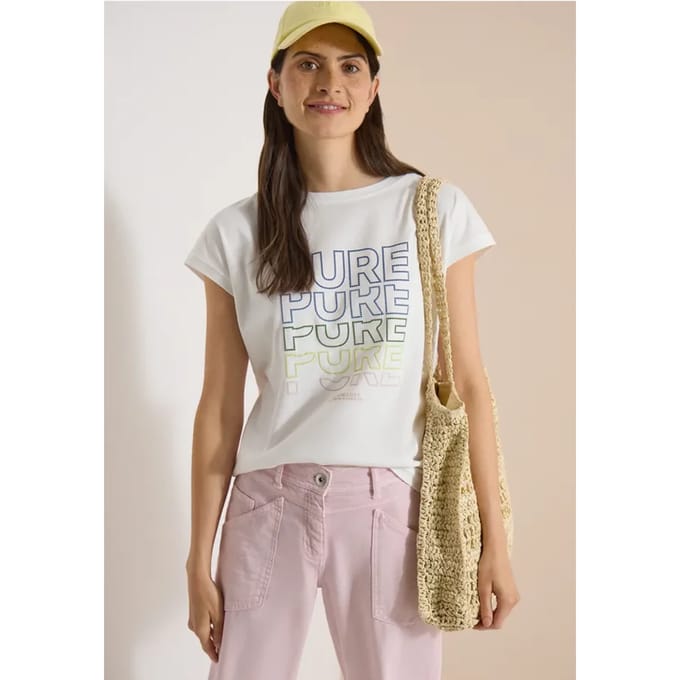 Shirt met boothals en opdruk aan de voorkant