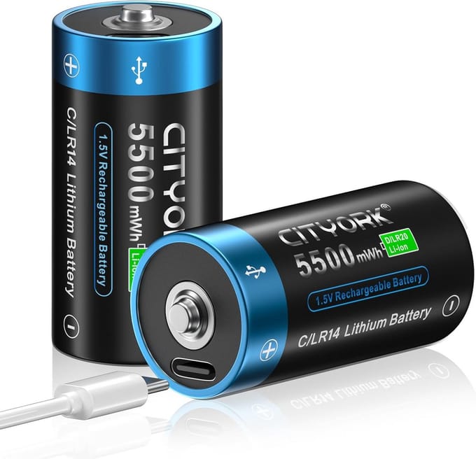 Oplaadbare Batterijen - Lithium C-formaat - Apparaten Voeden - Snel Opladen USB-C - 15 Volt 5500 mWh