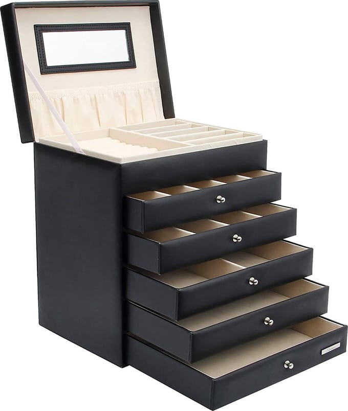 Sens Design Luxe Juwelendoos - Sieradenkastje met spiegel - Zwart