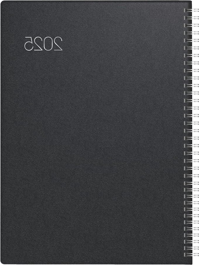 Boekkalender 2025 - Dagplanner Agenda - Afspraken Plannen - 1 Pagina Per Dag - A4 Formaat - Zwart