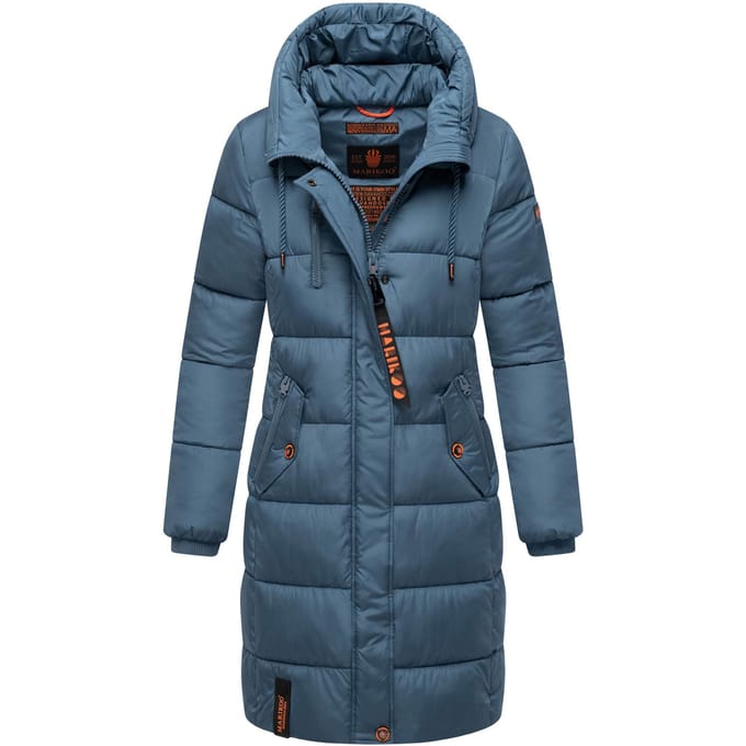 Marikoo dames winterjas – Lange gewatteerde jas met capuchon & zakken