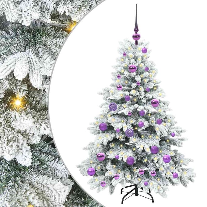 vidaXL - Kunstkerstboom - met - 150 - LED - met - standaard - Wit - 120 - cm - PE - en - PVC