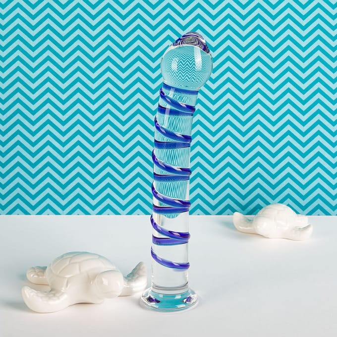 Glazen dildo met spiraalstructuur, 19 cm