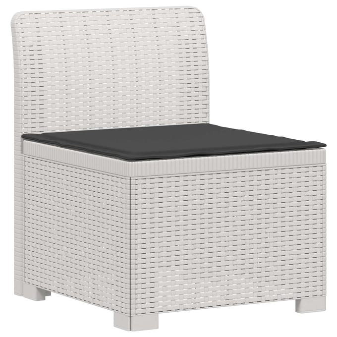 vidaXL - 4-Persoons - Tuin - Sofa - met - Kussens - Rattan - Look - PP - Wit