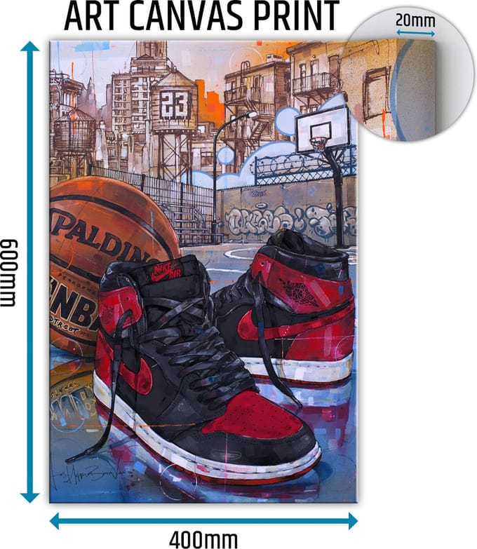 Sneaker canvas basketball banned bred 40x60 cm