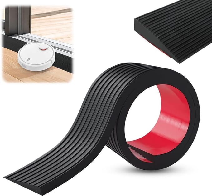 Rubberen Drempelhelling Zelfklevend Antislip 90x8 cm voor Rolstoel, Rollator en Stofzuigerrobot