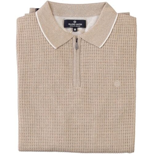 Fellows United Fellows United Pullover Lange Mouw Half Zip Structure Plated Fond Beige  XL