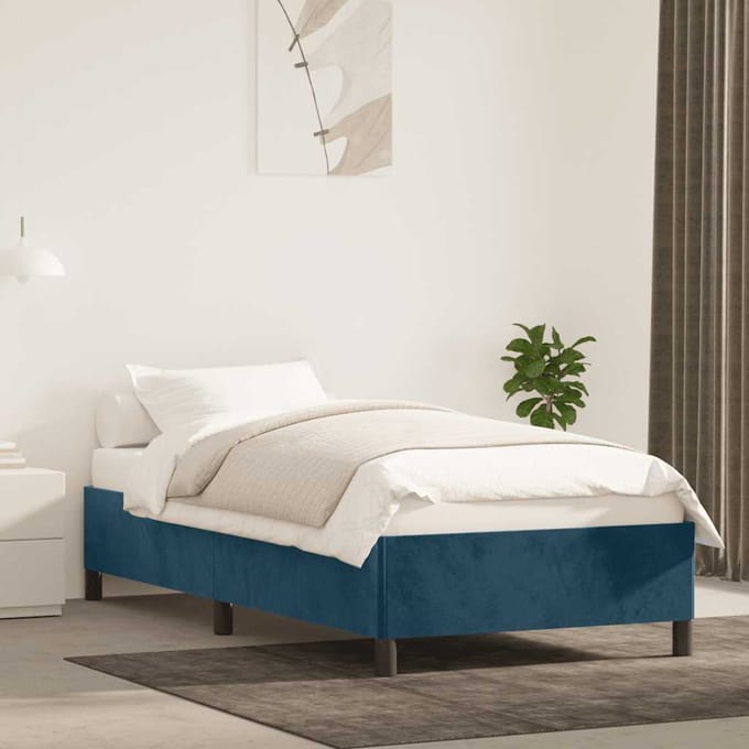 vidaXL - Bedframe - zonder - matras - 80x200 - cm - fluweel - donkerblauw