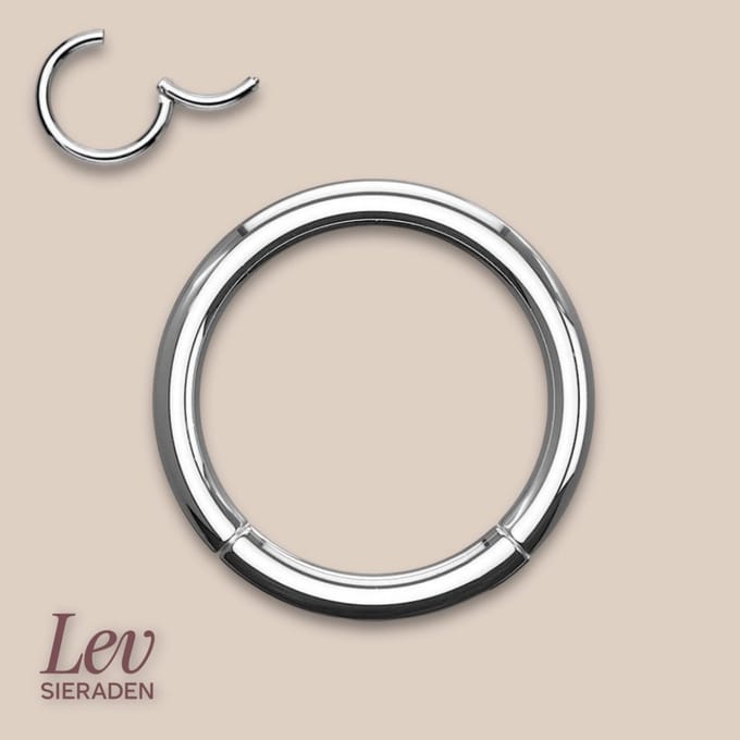 Lev Sieraden - Titanium Click Ring piercing - 1.2 mm x 9 mm - Piercing - neuspiercing - tragus piercing - Oorpiercing - Roke - Segment ring