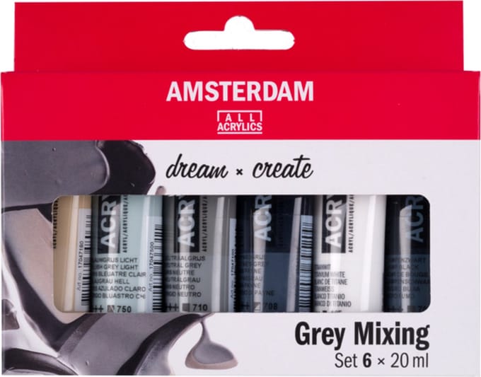 Amsterdam Standard Series acrylverf grijstinten set | 6 x 20 ml