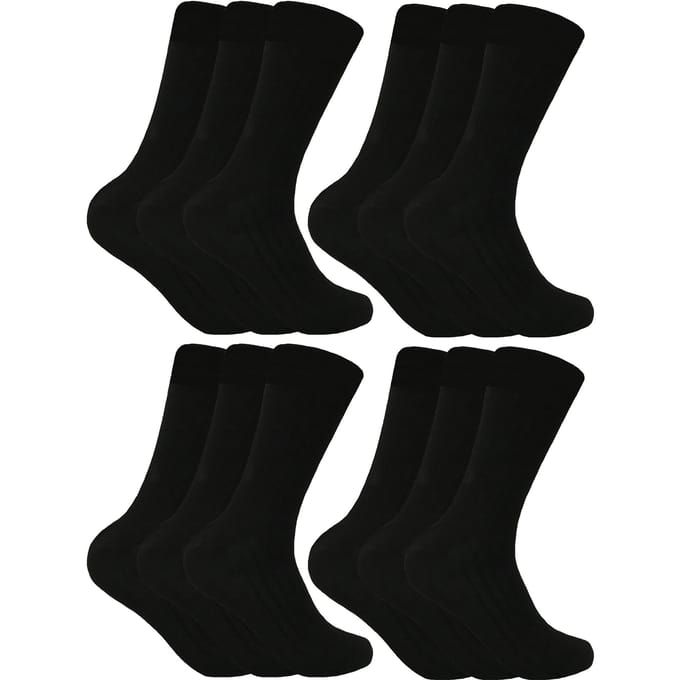 Sock Snob - 12 paar wollen laarzensokken voor heren - Zwart