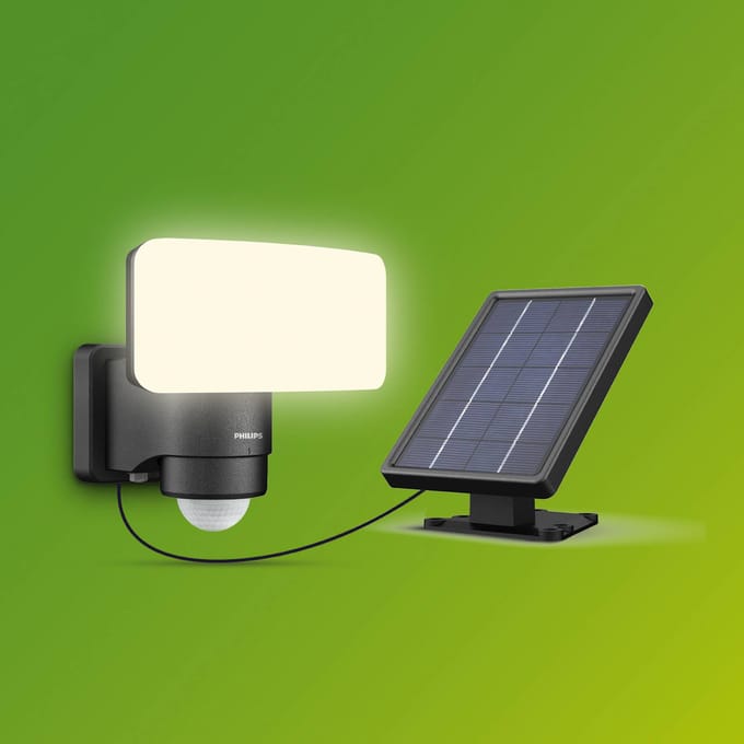 Philips Tylus beveiligingslamp - UltraEfficient LED - Solar buitenlamp - Koel wit licht; 5000K - Zwart - Bewegingssensor - Schemersensor - Zonne-energie