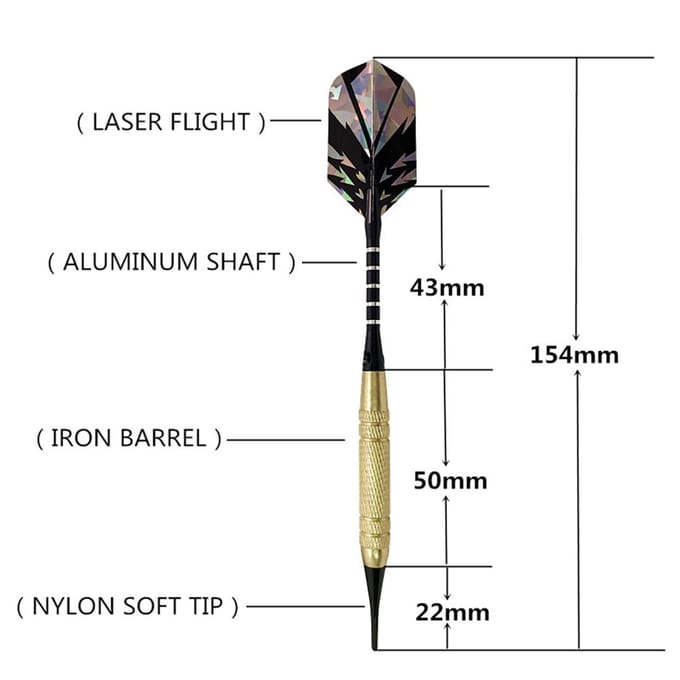 Professionele Soft Tip Darts Set met 12 Dart Barrels 30 Dart en 100 Soft Dartpunten Cadeau voor Dart beige