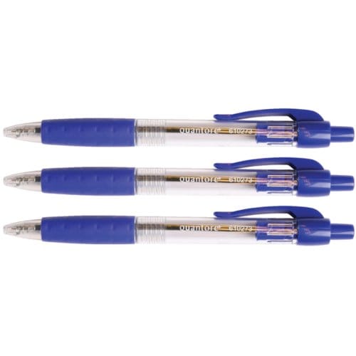 Balpen Quantore Grip drukknop blauw medium