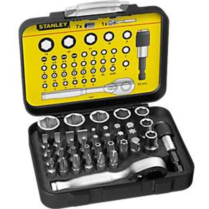 Stanley Set Of 39 1/4" Drive Bits (25mm) + 1 Magnetic Bit Houder With Lock Ring