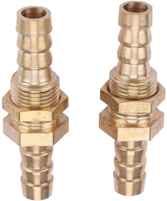 Adapter voor verbinding van bulkhead schroefaansluiting, messing, 2 stuks, 6 mm, duurzaam en veelzijdig