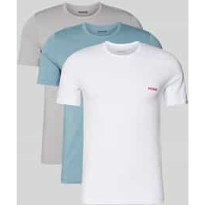 Regular fit T-shirt set van puur katoen in Set van 3