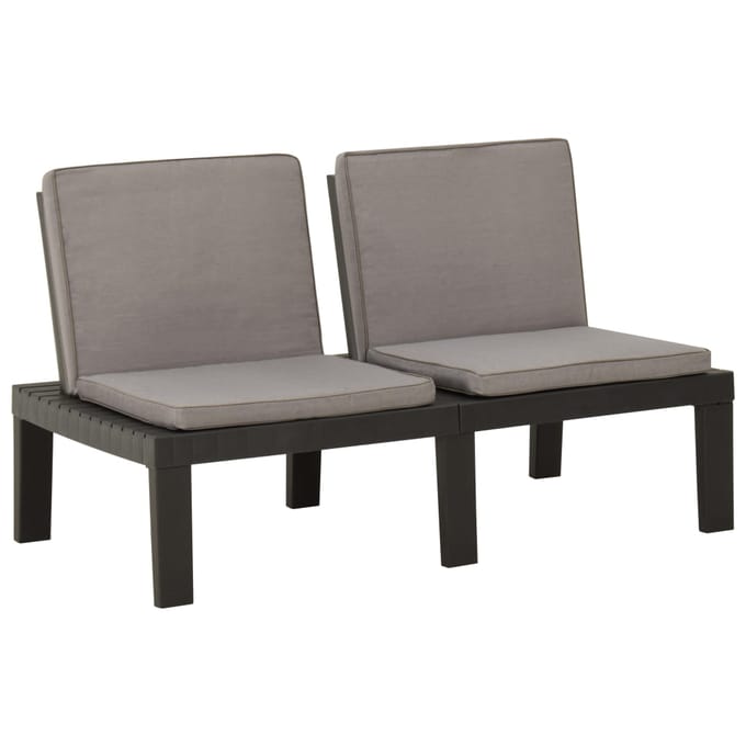 vidaXL - Loungebank - met - kussen - kunststof - grijs