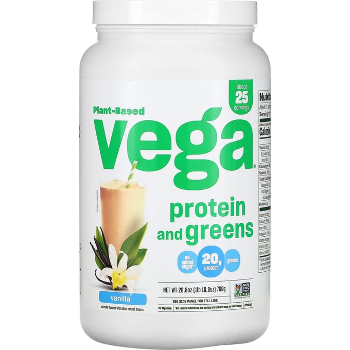 Vega, Plantaardig Eiwit en Groenten, Vanille, 26.8 oz (760 g)