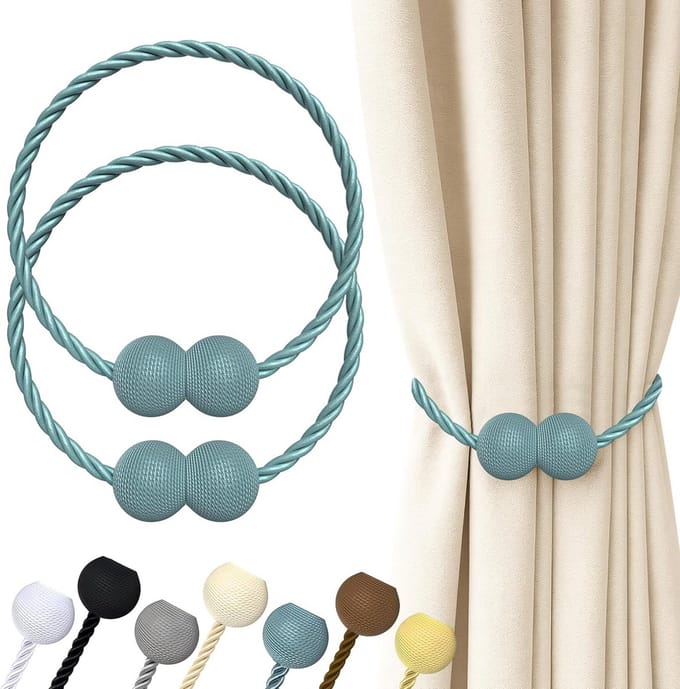 Magnetic Curtain Tiebacks Grey Blue - ShopVlot