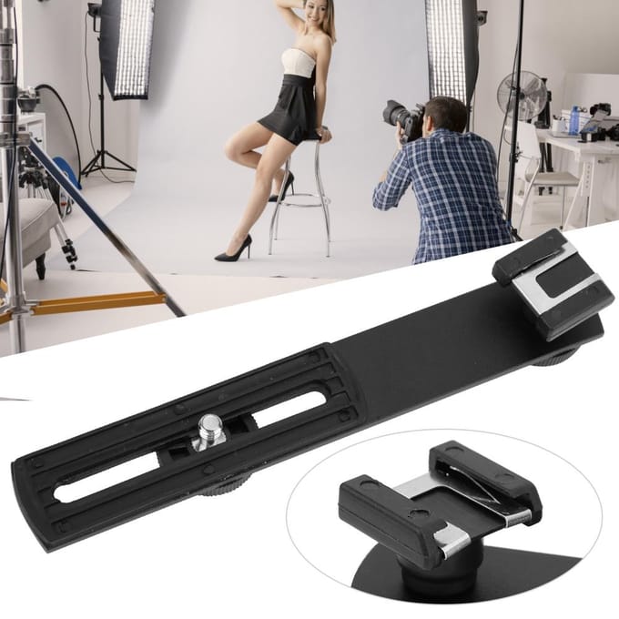 Aluminiumlegering Externe Flits Dubbele Kop Dwarsbalk Beugel Fotografische Apparatuur Accessoire black