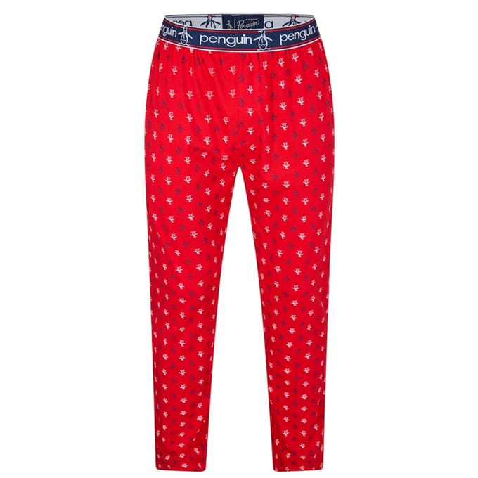 Original Penguin Heren Jersey All Over Logo Pyjama Broek (Rood)