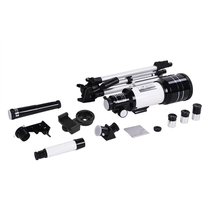 Réfracteur astronomique portatif à grande ouverture de 70mm, longueur focale de 300mm, télescope terrestre et blanc/noir