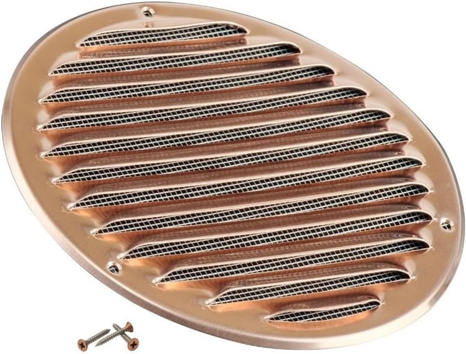 Rond Ventilatierooster Koper 160mm met Insectengaas - Luchtrooster Afvoer