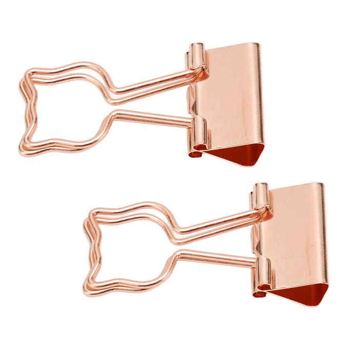 100pcs Pinces à Reliure Forme Chat Métal Fer Creux Compact Portable Amusant Pinces à Reliure pour Documents or