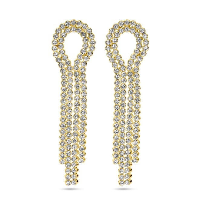 Goudkleurige Statement Oorhangers met Zirkonia’s