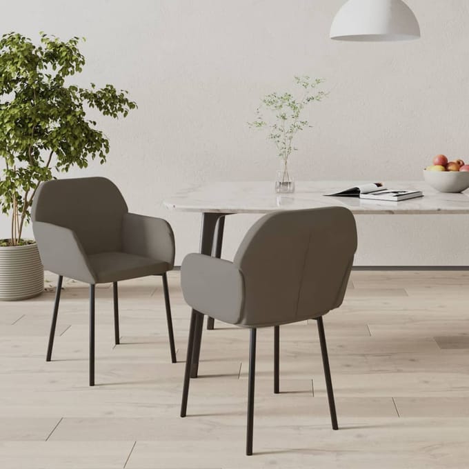 vidaXL - Eetkamerstoelen - 2 - st - fluweel - donkergrijs