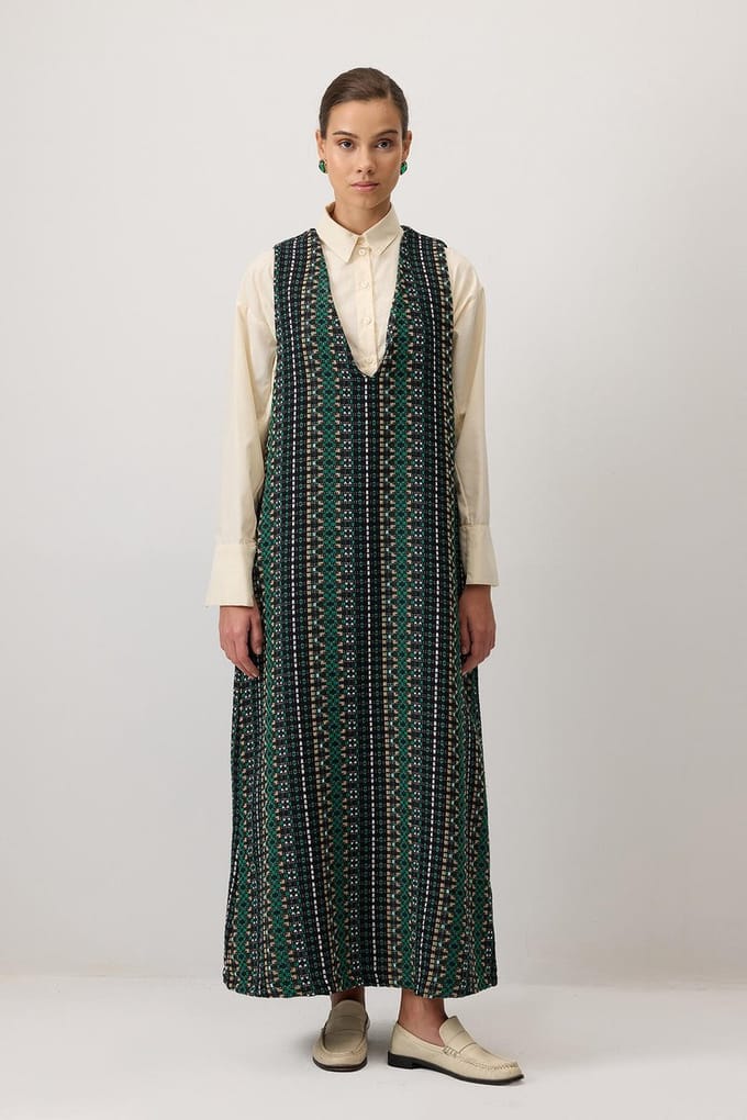 Touché Privé - V-hals tweed overgooier - Groen - Dames