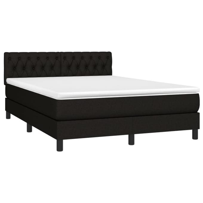 vidaXL - Boxspring - met - matras - stof - zwart - 140x190 - cm