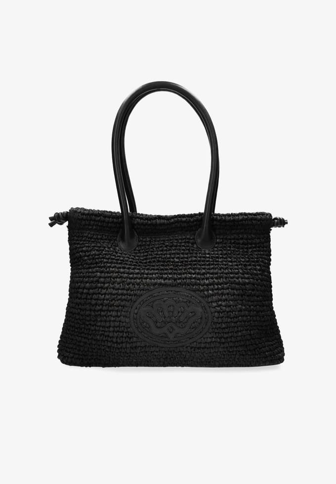 Fred De La Bretoniere - Frida Handtas Raffia Zwart - Maat One Size