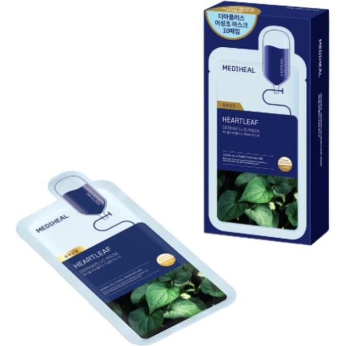Mediheal Dermaplus Heartleaf Mask 10 stuks – Kalmerend & Zuiverend Sheet Masker 22ml blue