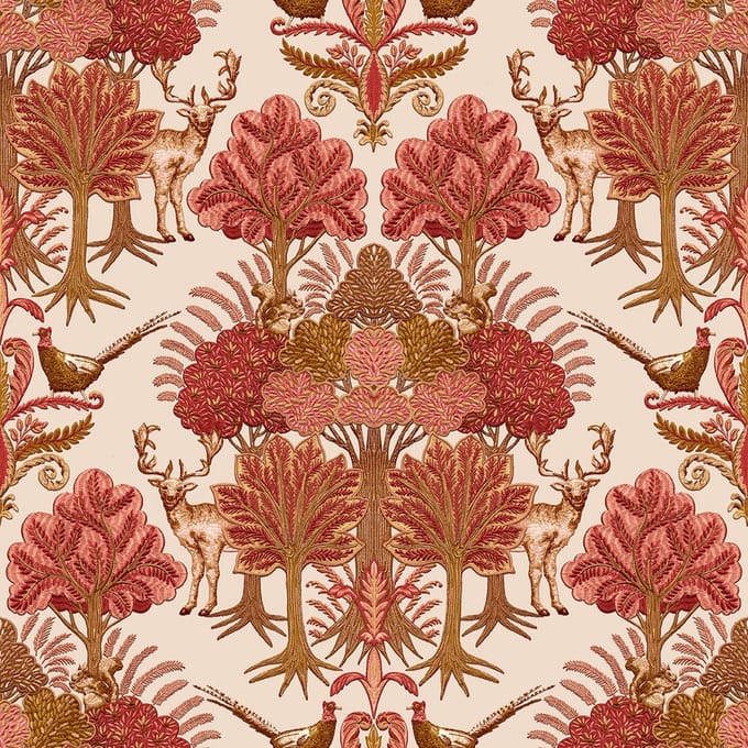 Dutch Wallcoverings - Tapestry Nordic Deer Forest Red - TP422304