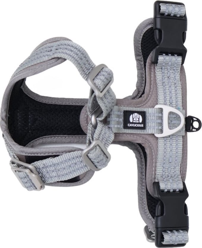 Cavlicious® hondentuig - harnas hond - Y-tuig - grijs reflecterend - anti trek - M