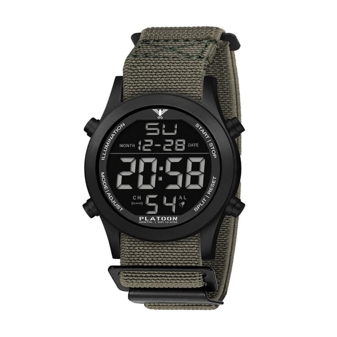 KHS - KHS.PLABSD.DFSGO - Polshorloge - Heren - Kwarts - PLATOON Black Steel Digital