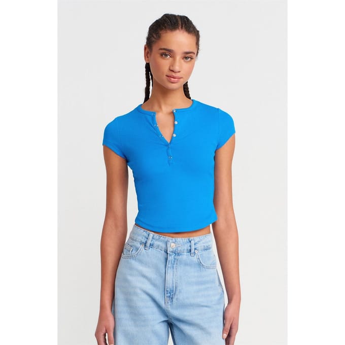 Dames Slim-fit Ribbed Crop Blouse