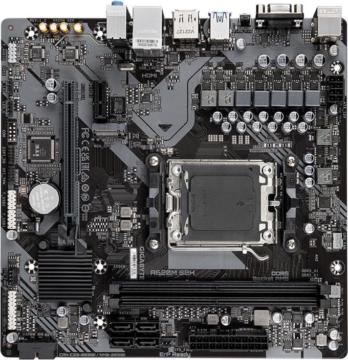 GIGABYTE A620M S2H Moederbord - AMD A620 - AMD AM5 - DDR5 RAM - Micro-ATX