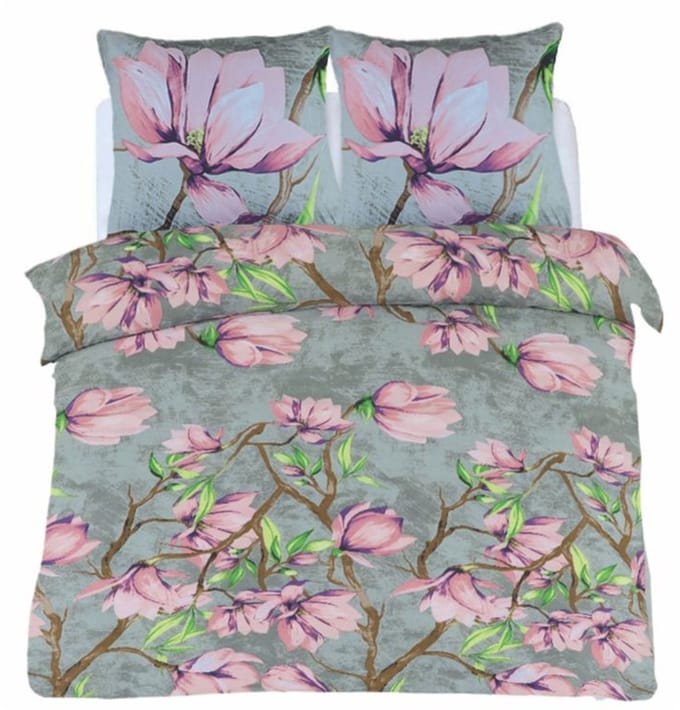 Husch Dekbedovertrek Magnolia - 240x200/220 - Grijs/Roze