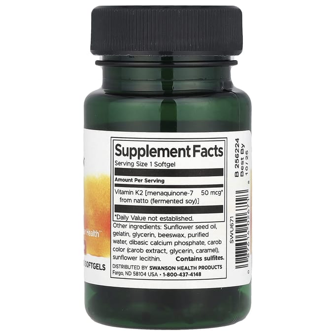 Natuurlijke Vitamine K2, 50Mcg, 30 Softgels