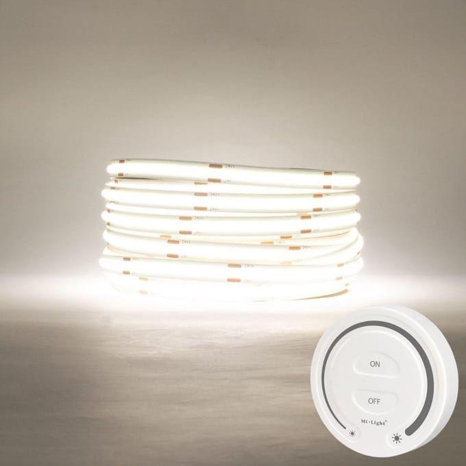 LED Strip COB - 5 Meter - Complete Set - 6000k - Koud Wit - 24V - 480LED/m - Met Draadloze Mi-Light(MiBoxer) Touch Wandbediening(Wit)