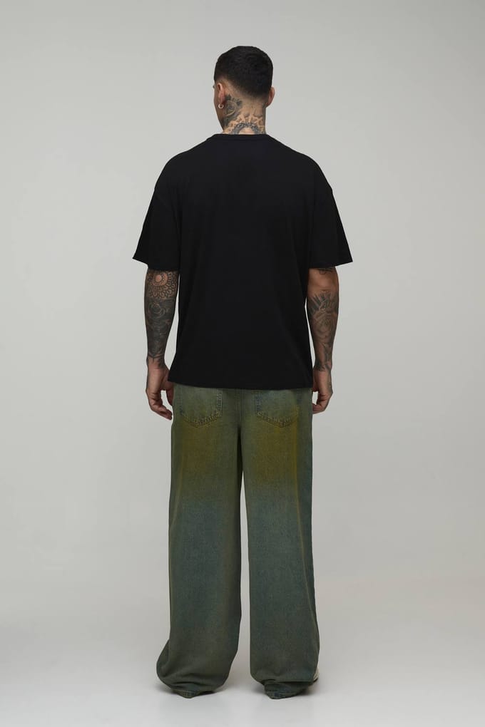 Lang Wu-tang Dragon Oversized Gelicentieerde Print T-shirt | Black | Size Medium